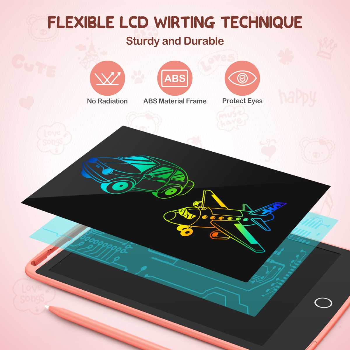 LCD writing tablet with magnet